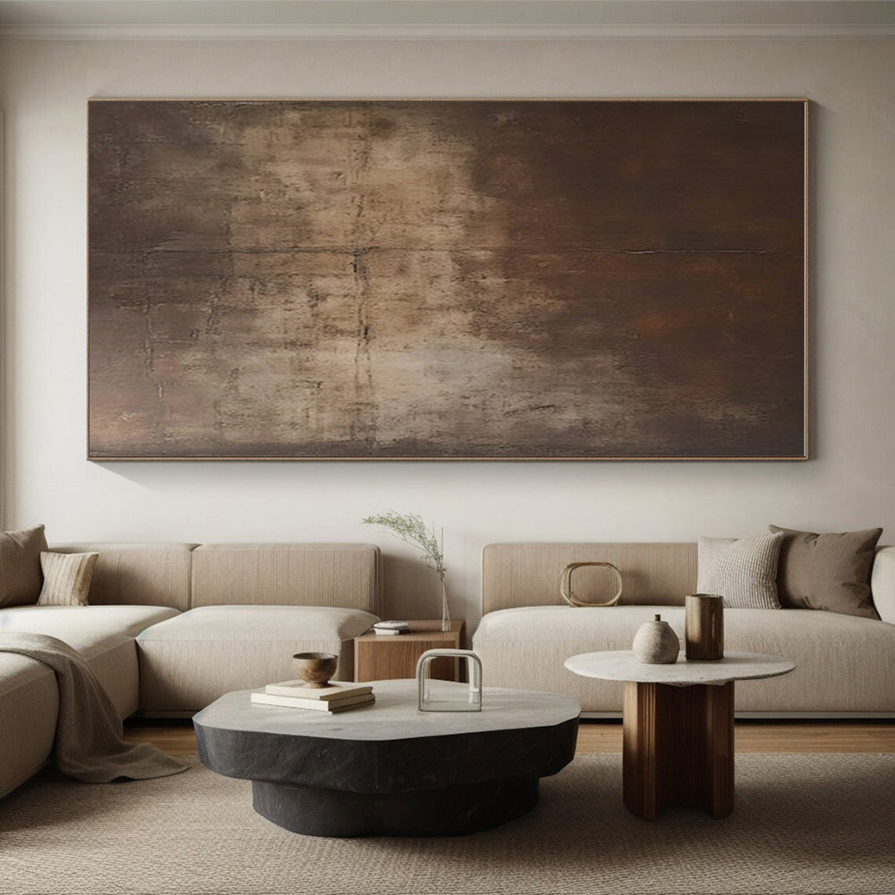 Unique Abstract Art Brown and Beige Textured Abstract Art HS760