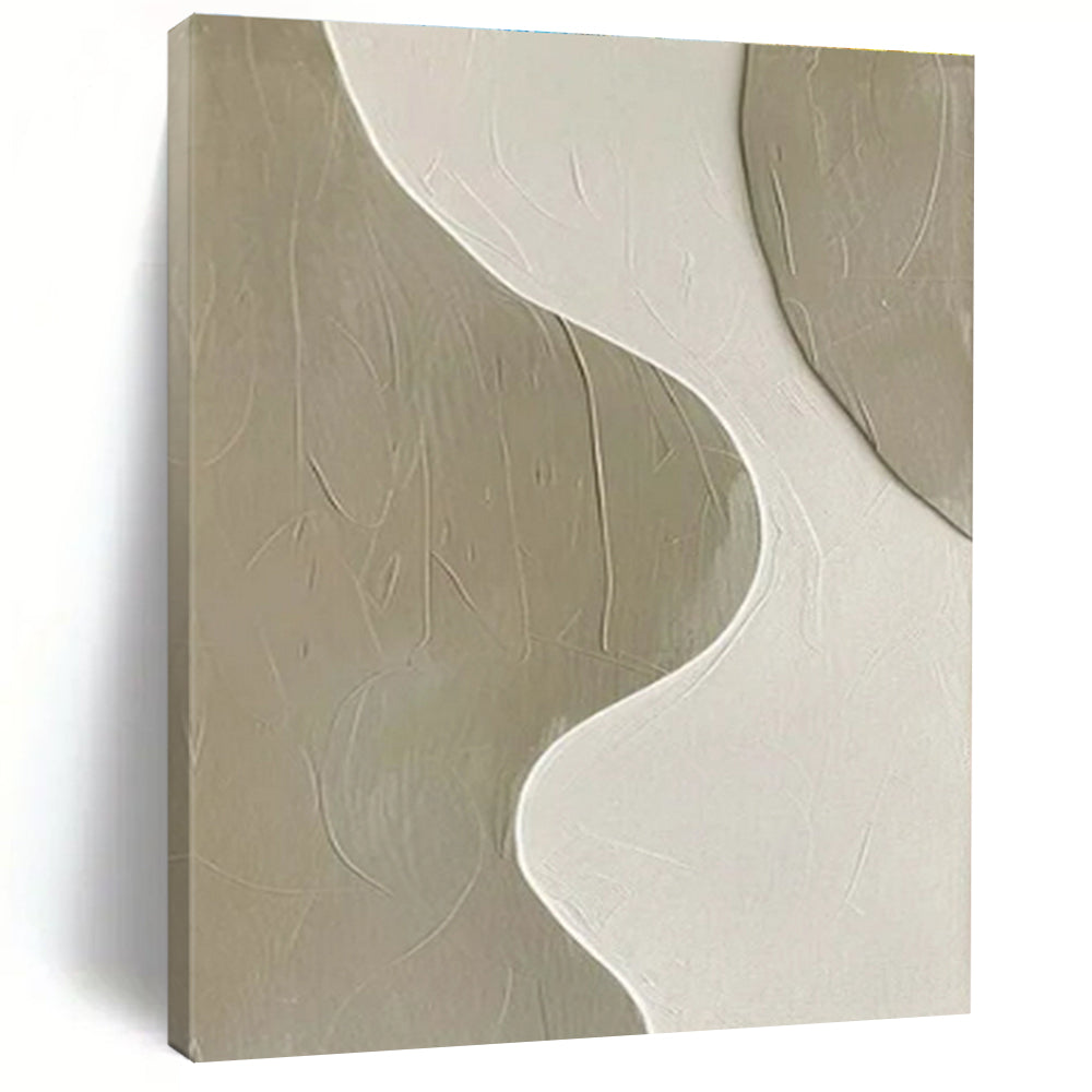 Minimalist Canvas Art Beige and White Textured Abstract Painting On Canvas HS812