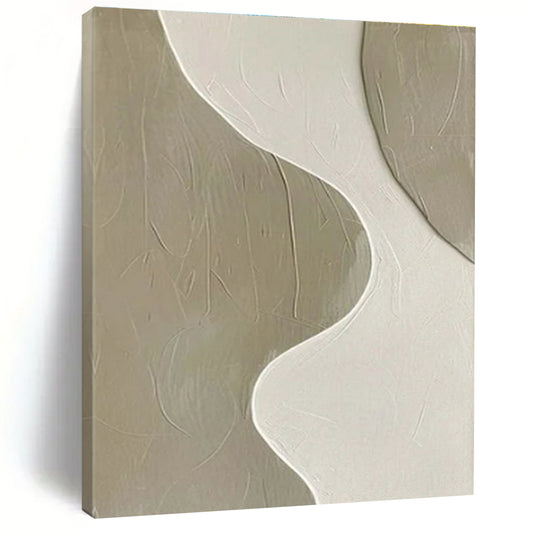 Minimalist Canvas Art Beige and White Textured Abstract Painting On Canvas HS812