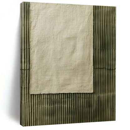 Hand Painted Art Green & Beige Textured Abstract, Acrylic Modern Art Paintings HS356