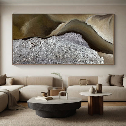 Hand-Painted Brown and Gray Textured Abstract Landscape-like Painting For Sale HS008