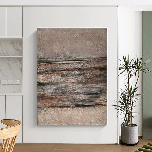 Gaint Canvas Art Brown & Gray Textured Abstract, Oversized Abstract Wall Art HS313