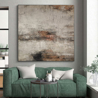 Large Painting In Living Room Gray, Brown, and Black Textured Abstract Art HS629