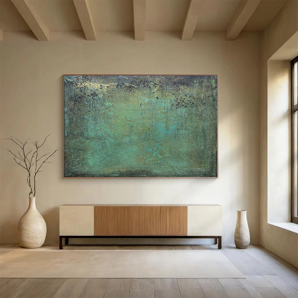 Big Size Teal and Brown Abstract Textured Painting WB121