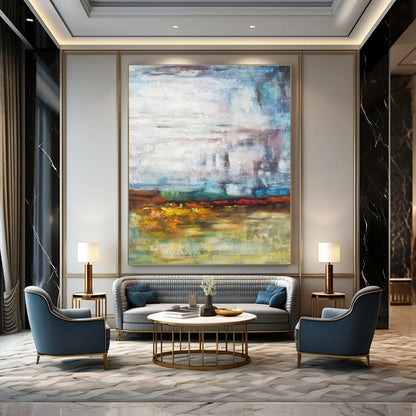 Blue, Green, Yellow Abstract Landscape Art For Living Room and Sunroom WS465