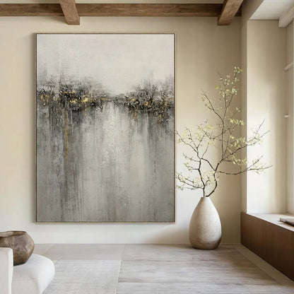 Black, Gray, and White Textured Abstract Painting For Sale WS511