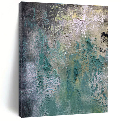 Hand Painted Art with Textured Teal, Gray, Beige - Cool Abstract Paintings for House HS504