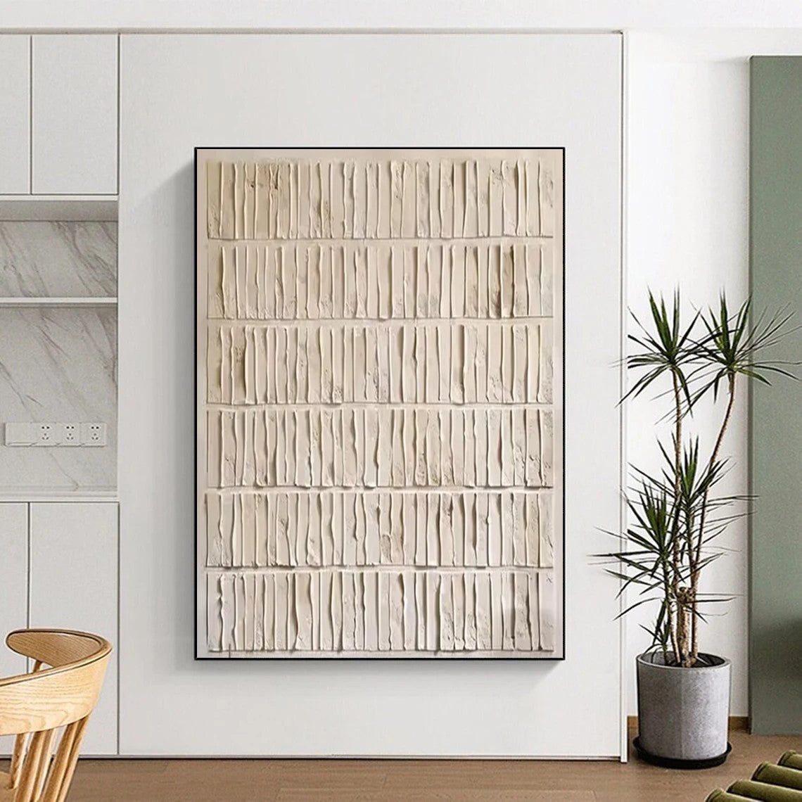 Handmade Art Beige Textured Abstract Painting On Canvas HS819