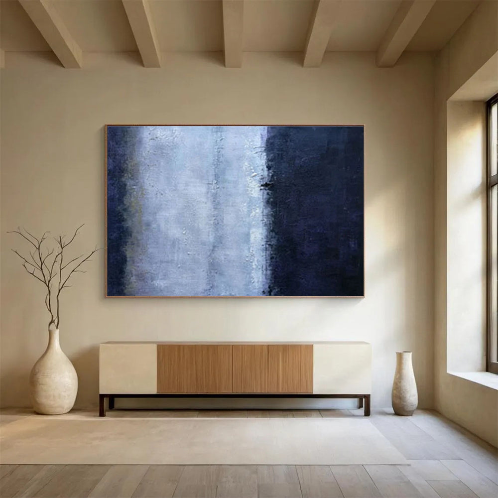 Hand Painted Art: Blue and Grey Textured Abstract Painting WB366