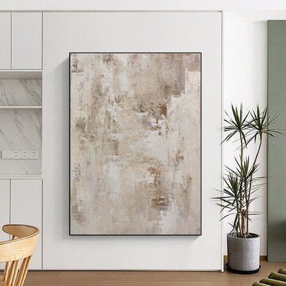 Handmade Art Beige & Gray Textured Abstract, Minimalist Canvas Art HS329