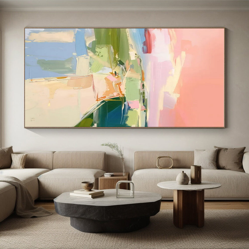Pastel Toned Landscape-Inspired Abstract Painting HS562