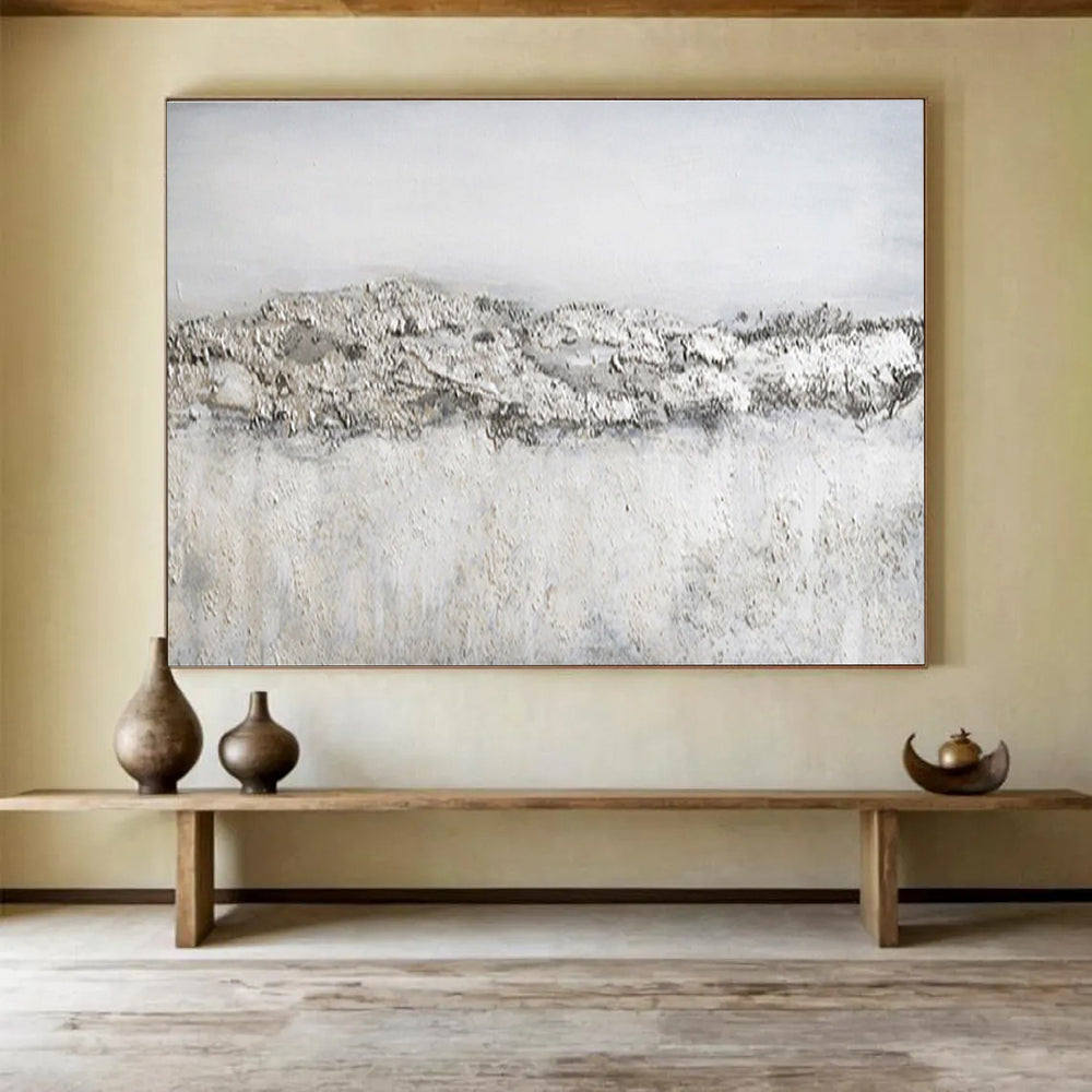 Big Size Gray and White Textured Abstract Art WB229