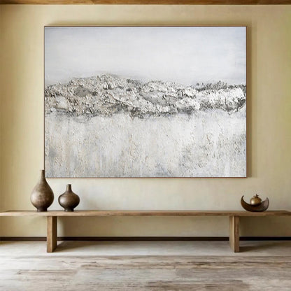 Big Size Gray and White Textured Abstract Art WB229