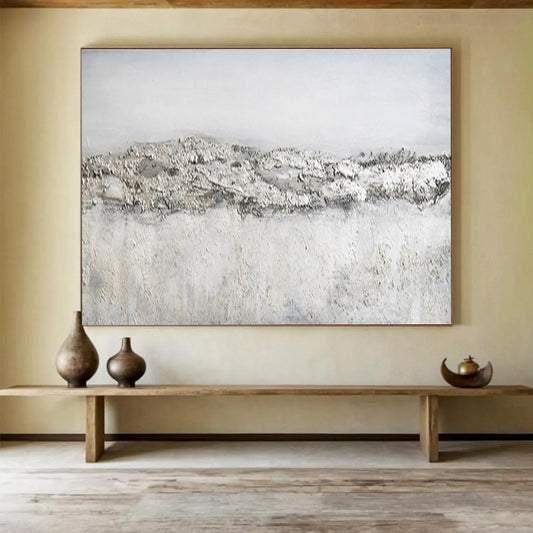 Big Size Gray and White Textured Abstract Art WB229