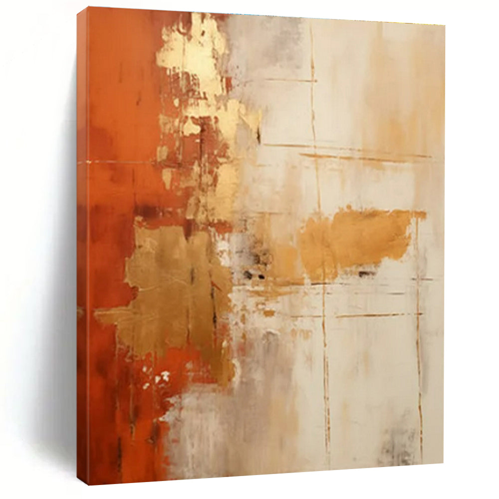 Warm Tones Abstract Art with Gold and Orange Accents HS590