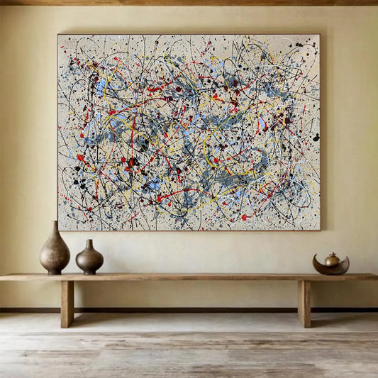Modern Art Abstract Paintings: Multicolor Splatter Abstract Painting WB365