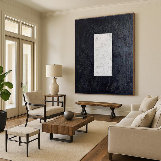 Minimalist Canvas Art Black and White Geometric Abstract Art HS671