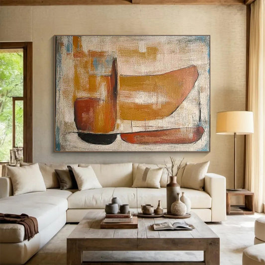 Oversized Canvas Art in Blue, Gold, and White Textured Abstract Style WB239