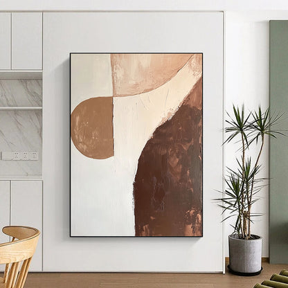 Big Painting Brown, Beige, and White Abstract Organic Shape Painting For Sale HS160