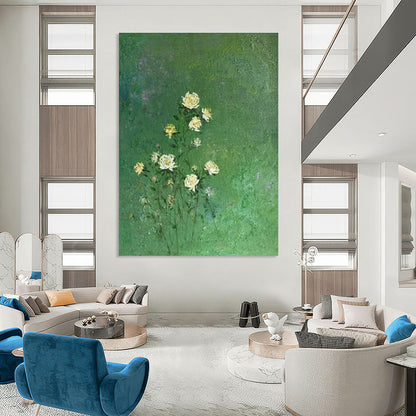 Green and Beige Abstract Landscape Painting For Sale WS504