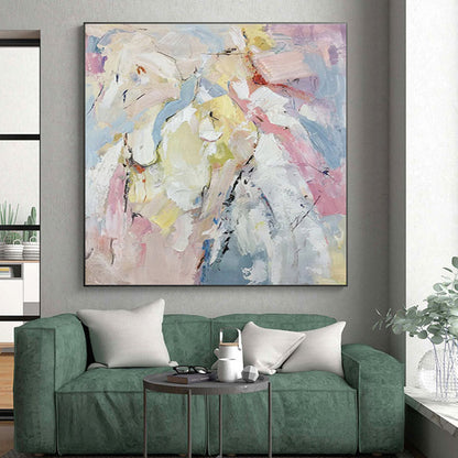 Unique Abstract Art Multicolor Gestural Abstract, Large Contemporary Wall Art HS420