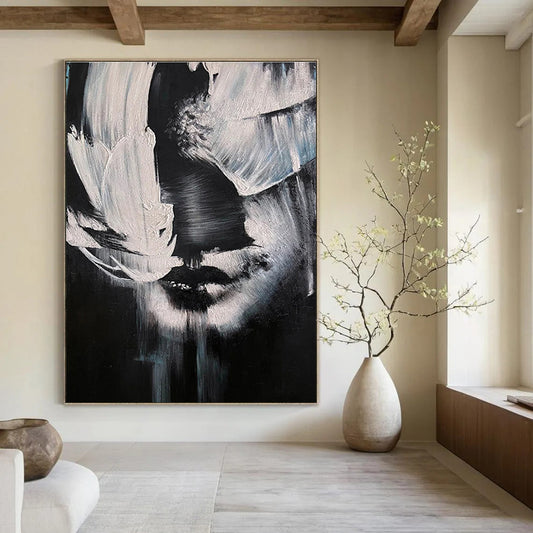 Black, White Abstract Figurative Art For Bedroom and Art Studio WS452
