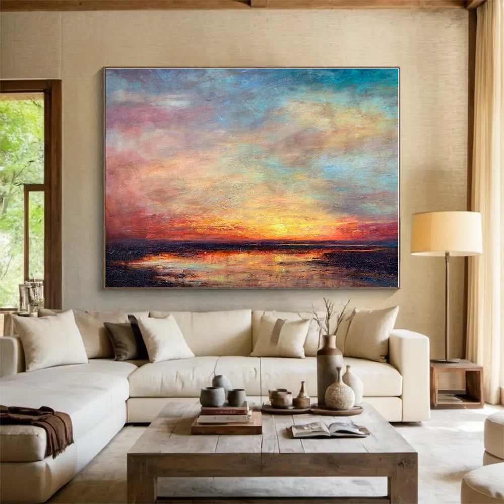 Extra Large Size Beige and Brown Abstract Landscape Painting WB138