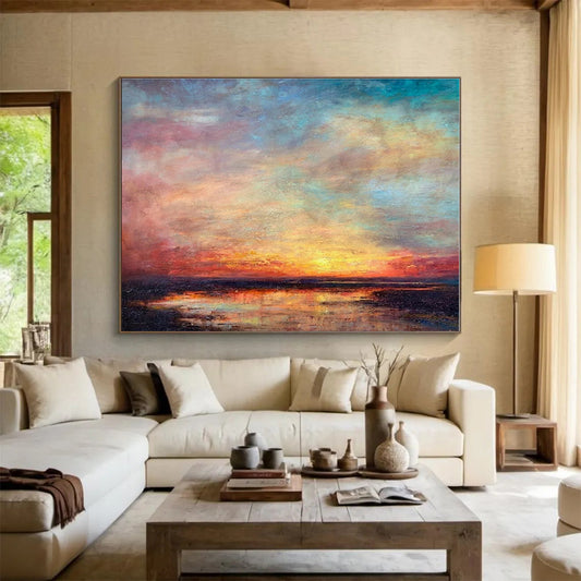 Extra Large Size Beige and Brown Abstract Landscape Painting WB138