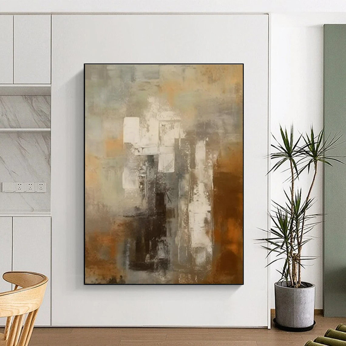 Handmade Art Cool Abstract Paintings with Gray, Brown, White Textures - Acrylic Modern Art Painting HS518