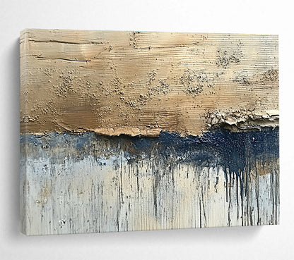 Extra Large Size Beige, Navy, and Gray Textured Abstract Art - Acrylic Painting WB281