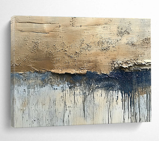 Extra Large Size Beige, Navy, and Gray Textured Abstract Art - Acrylic Painting WB281