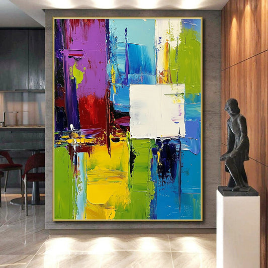 Unique Abstract Art Multicolor Abstract Shape Painting For Sale HS133