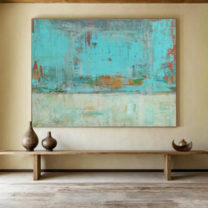 Hand Painted Art: Turquoise and Earthy Tones Textured Abstract Painting WB362