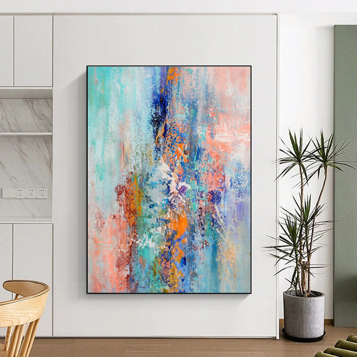 Hand Painted Art Multicolor Textured Abstract, Acrylic Modern Art Paintings HS279