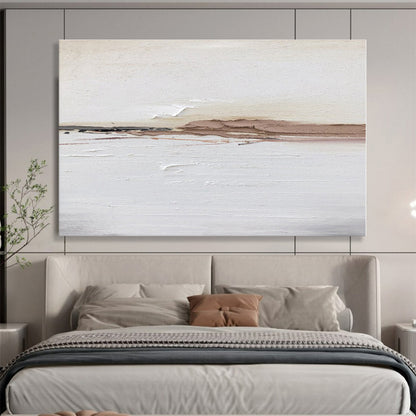 Oversized Canvas Art Beige and Brown Abstract Textured Painting WB156
