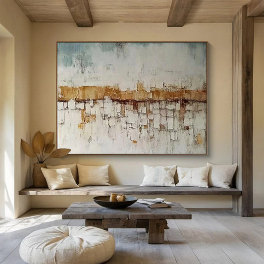 Big Size Brown and White Textured Cityscape Abstract Painting WB241