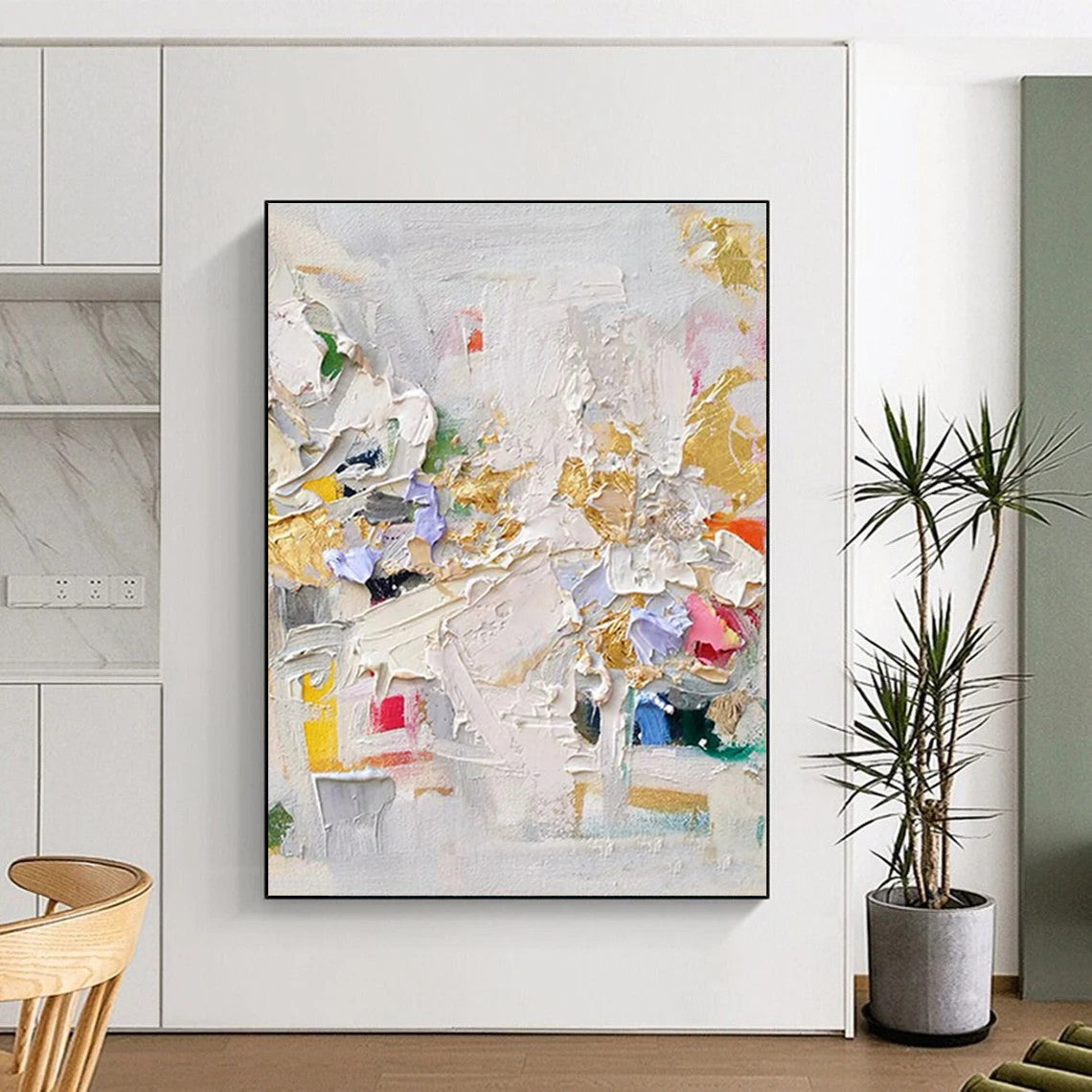 Multicolored Textured Abstract Impasto Painting HS566