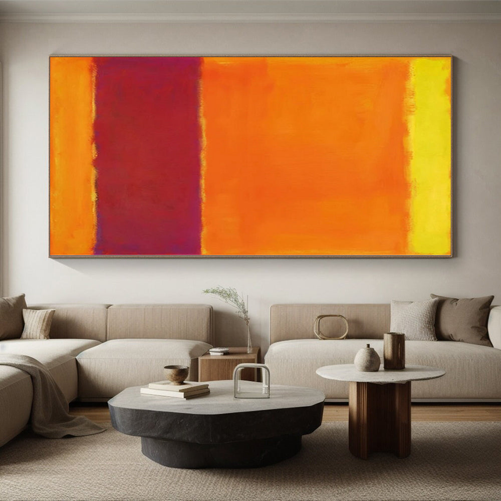 Acrylic Modern Art Paintings Orange and Red Abstract Color Field Painting For Sale HS102