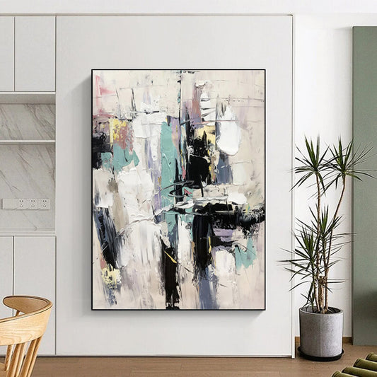 Handmade Art Multicolor Textured Abstract Urban Scene Art HS406