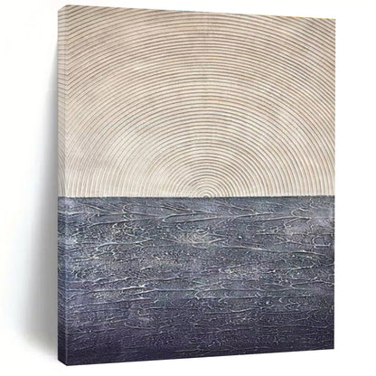 Large Size Beige & Gray Textured Abstract Horizon Art HS398