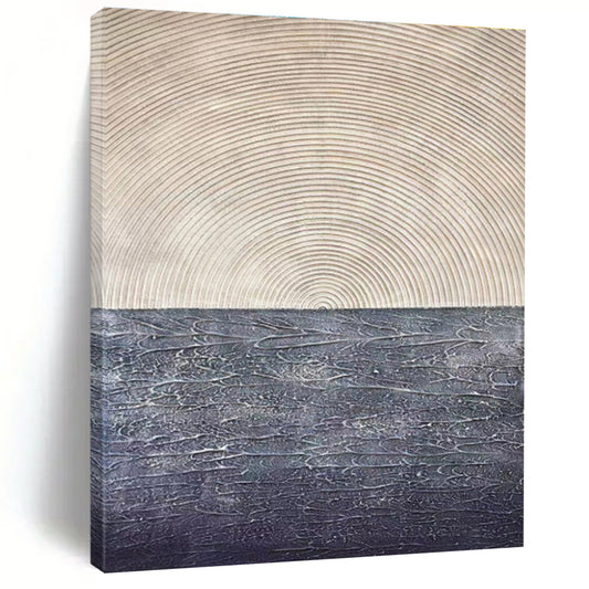 Large Size Beige & Gray Textured Abstract Horizon Art HS398