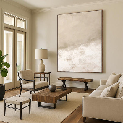 Handmade Art Beige Textured Abstract, Minimalist Canvas Art HS229