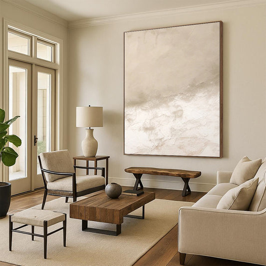 Handmade Art Beige Textured Abstract, Minimalist Canvas Art HS229