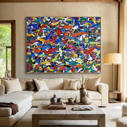 Unique Abstract Art Multicolor Splatter Abstract Painting For Sale HS095