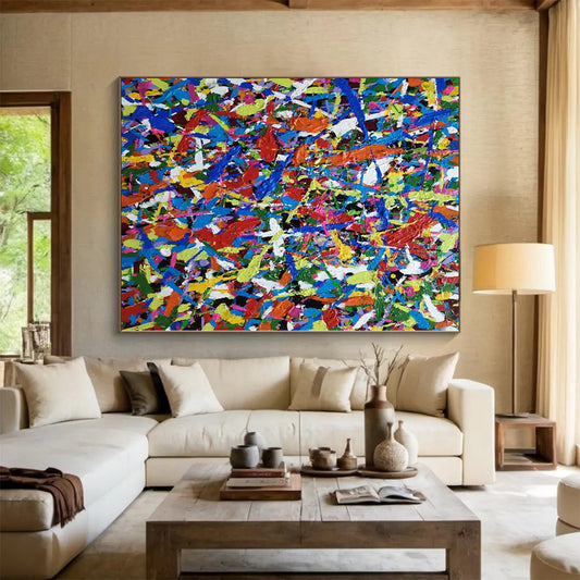 Unique Abstract Art Multicolor Splatter Abstract Painting For Sale HS095