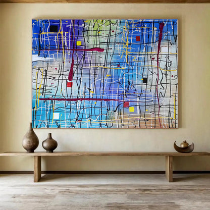 Oversized Canvas Art Multicolor Abstract Expressionist Painting WB150