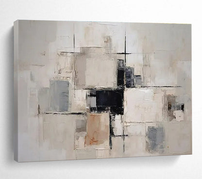 Modern Art Abstract Paintings: Neutral Tones Geometric Abstract Painting WB360