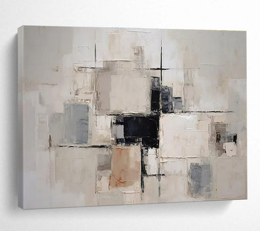 Modern Art Abstract Paintings: Neutral Tones Geometric Abstract Painting WB360