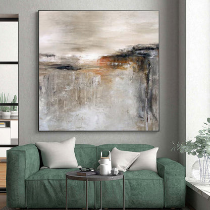 Large Contemporary Wall Art Neutral Tones Textured Abstract Landscape HS695