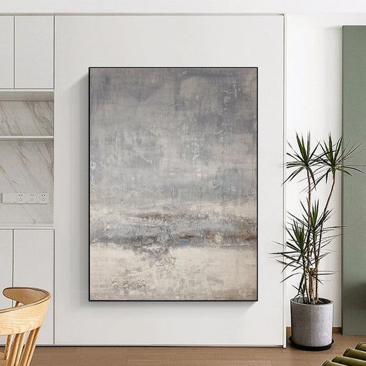 Unique Abstract Art Gray Textured Abstract, Large Contemporary Wall Art HS312